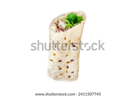 tortilla wrap ham, vegetable, cheese, lettuce delicious fresh tasty eating cooking appetizer meal food snack on the table copy space food background rustic top view