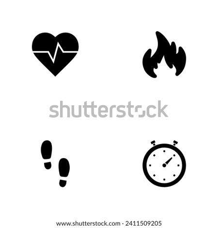Cardio. A set of black four solid icons isolated on a white background.