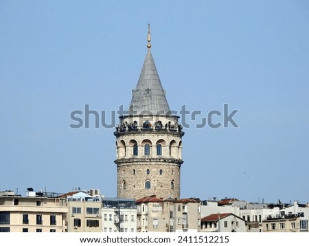 Nice view of the Galata Tower in Istanbul, Turkey.