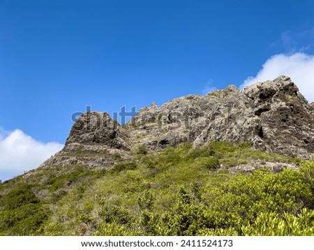 Le Morne Brabant Mountain, UNESCO World Heritage Site basaltic mountain with a summit of 556 metres, Mauritius, Africa Royalty-Free Stock Photo #2411524173