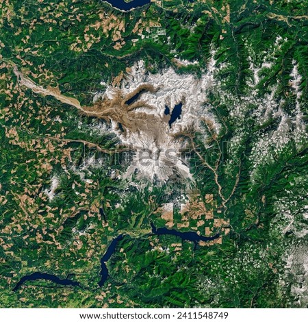 Mount St. Helens. In May 1980, a satellite watched the mountain violently erupt satellites over the next forty years watched it recover. Elements of this image furnished by NASA.
