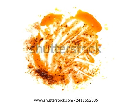 yellow greasy oil stains on a white background. Royalty-Free Stock Photo #2411552335