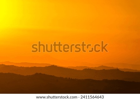 Lanscape in Italy at sunset, Marche from Ripatransone Royalty-Free Stock Photo #2411564643