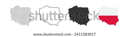Poland map icon. Poland border. Country flag sign. Europe geography. Vector illustration. Royalty-Free Stock Photo #2411583017