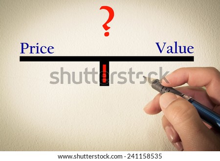 price and value text concept write on wall 