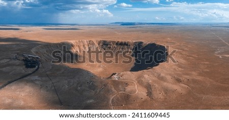 Aerial view of the Meteor Crater Natural Landmark at Arizona. Crater from a meteorite, from space. Elements of this image furnished by NASA. High quality photo