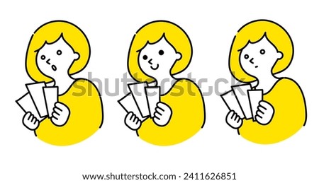 Clip art set of woman counting bills