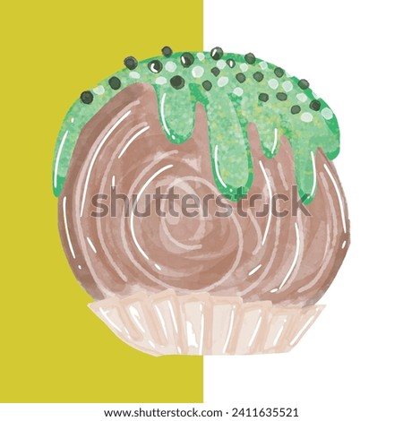 cartoon cromboloni pastry. cromboloni pastry watercolor isolated on white background