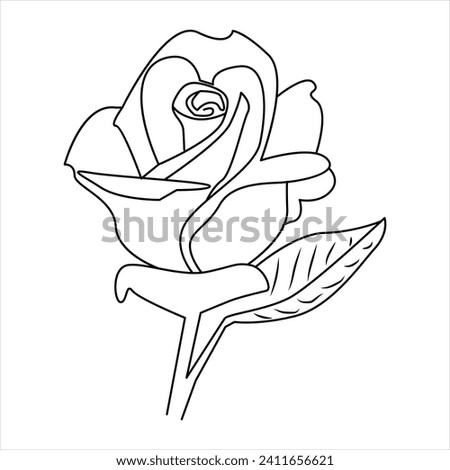 One Line Rose Flower Minimalism Drawing Vector Illustration Floral Art Design