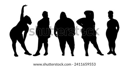 fat woman silhouette. fat woman shape. fat belly. black isolated white background.pose.vector