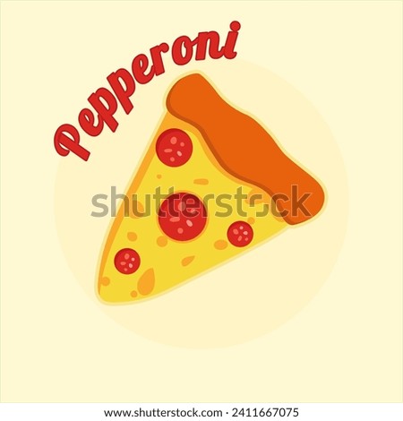 Vector pepperoni pizza slice. Fast food Illustration