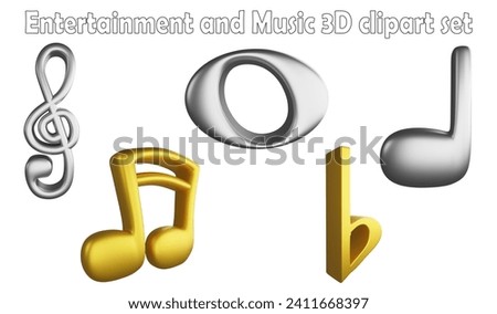 Music notes clipart element ,3D render entertainment and music concept isolated on white background icon set No.12