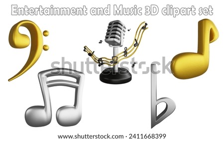 Music notes clipart element ,3D render entertainment and music concept isolated on white background icon set No.11