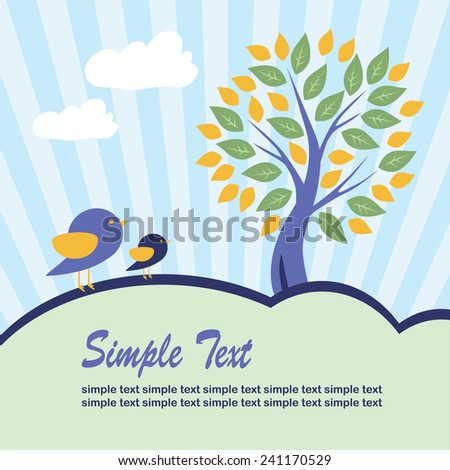Stylized vector tree and birds