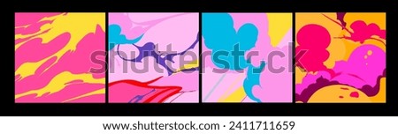 Set of cartoon anime backgrounds with visual effects of wind, explosion and lightning.
