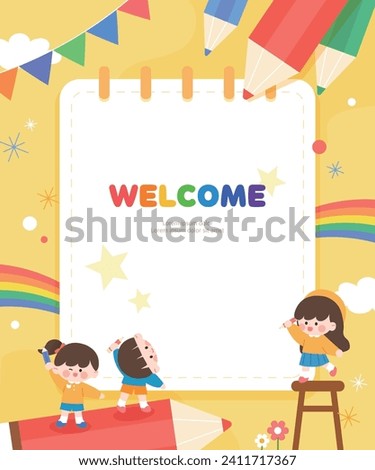 Lovely Children's recruiting kindergarten Illustration Frame Royalty-Free Stock Photo #2411717367
