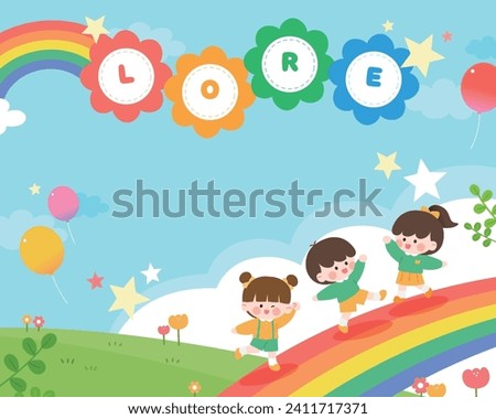 Lovely Children's recruiting kindergarten Illustration Frame Royalty-Free Stock Photo #2411717371