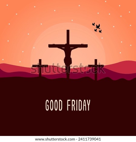 Good Friday with Cross vector. Good Friday Vector Illustration. Royalty-Free Stock Photo #2411739041