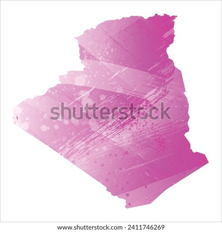 High detailed vector map. Algeria. Watercolor style. Amaranth light cherry pink color.