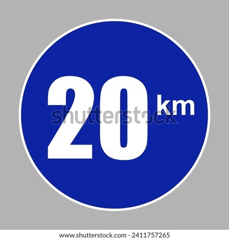 Vector blue road sign with various speed number signs