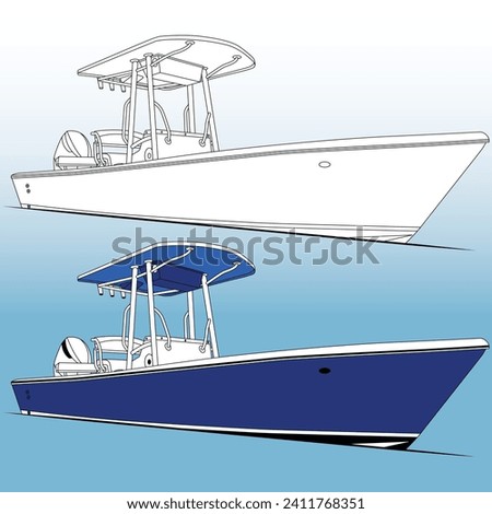 High quality top view fishing boat vector art illustration and line art Which printable on various materials
