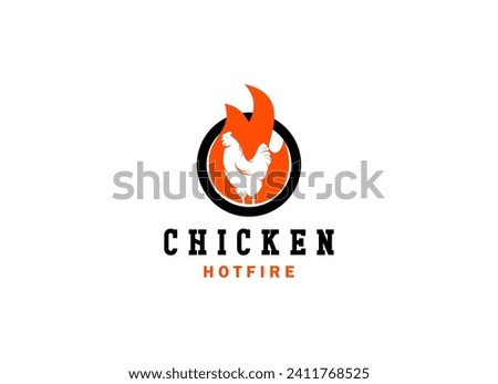 rustic fire chicken logo, hen flame hot symbol vector icon illustration, modern gradient logo , fast food restaurant app icon Royalty-Free Stock Photo #2411768525