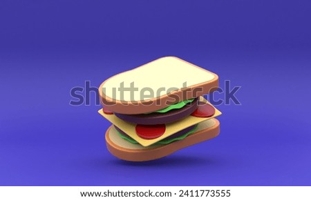 unique 3d rendering fast food sandwiches illustration icon simple.Realistic vector illustration.