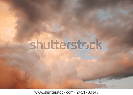 Peach clouds on the sky. Art photography 