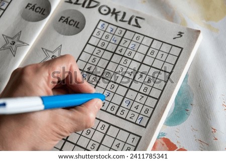 Mind exercise. Doing a Sudoku