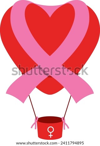 Women cancer symbol balloon flat style