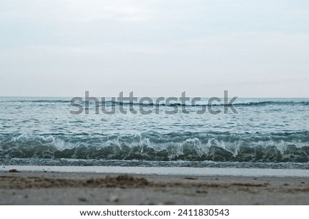 Sea waves rush to the land.