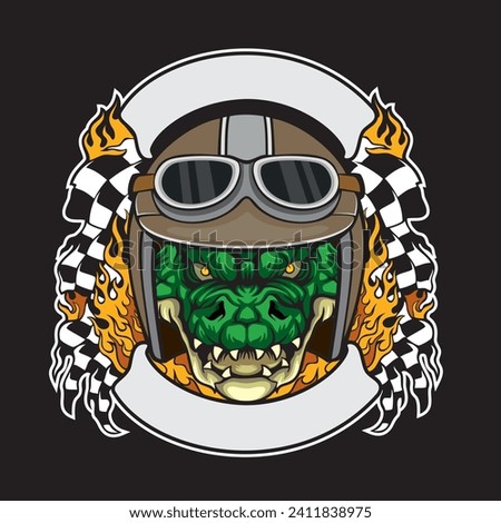 biker club logo vector art illustration crocodile club design