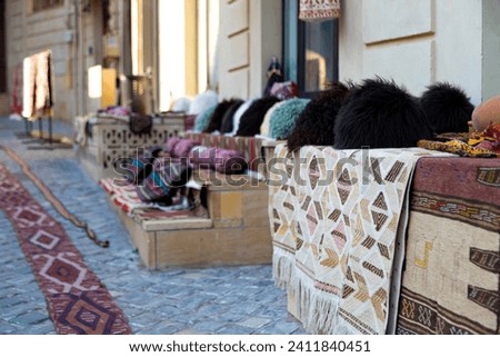 Local accessories in the old streets of Baku