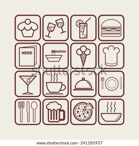 Set of simple icons for bar, cafe and restaurant