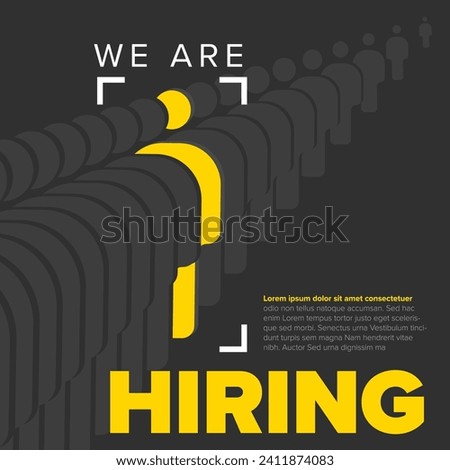 We are hiring minimalistic flyer template - looking for new members of our team hiring a new member colleages to our company organization team - dark yellow version Royalty-Free Stock Photo #2411874083