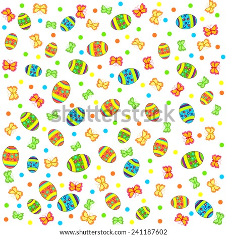 easter pattern,seamless. eggs and butterfly on a white background