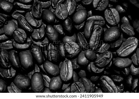 black and white coffee beans