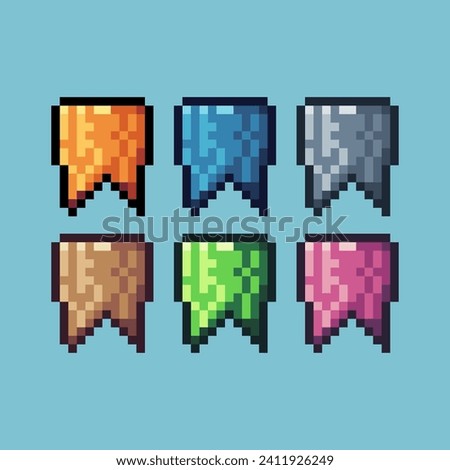 Pixel art sets icon of Bookmark  variation color.Bookmark icon on pixelated style. 8bits perfect for game asset or design asset element for your game design. Simple pixel art icon asset.