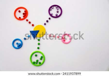 Teams represented by different colors advance to a meeting point and occupy a percentage of a given total