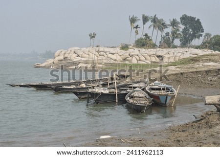 Wooden Boat and Big Jamuna River Village Nature at Nagarpur Tangail, Boat On The River Outdoors Landscape River Photo Background And Picture 