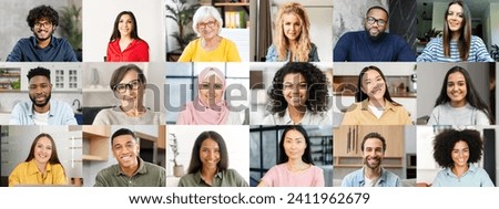 A vibrant collage showcases individuals from various cultural backgrounds in a mix of professional and casual attire, all sharing authentic smiles and a sense of confidence Royalty-Free Stock Photo #2411962679