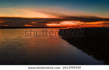 Breathtaking sunset over the Amazon River at Hotel Amazon in Leticia, Colombia