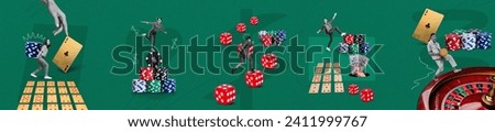 Horizontal collage picture image of poker gamer playing in casino winning jackpot isolated on drawing background