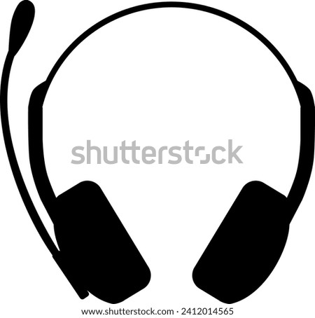 Headphones with Microphone Icon in flat style. Vector Illustration