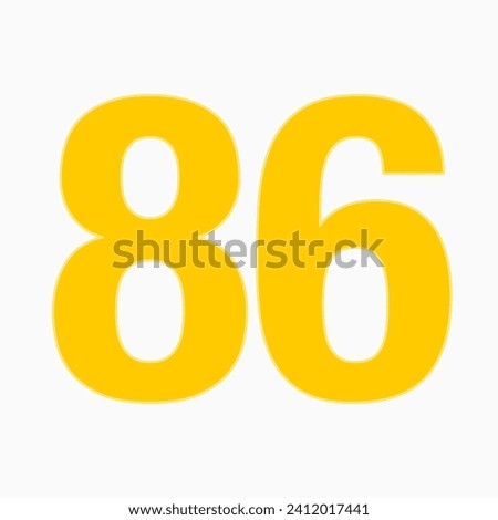86 YELLOW NUMBER SIMPLE CLIP ART ILLUSTRATION