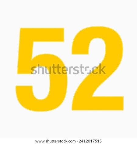 52 YELLOW NUMBER SIMPLE CLIP ART ILLUSTRATION