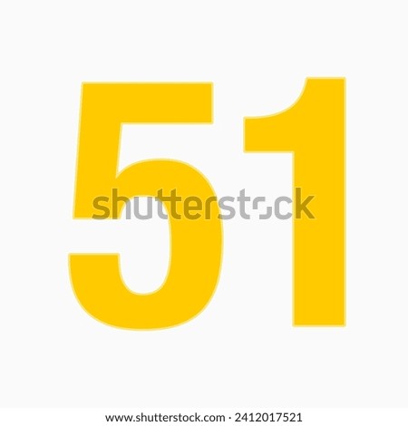 51 YELLOW NUMBER SIMPLE CLIP ART ILLUSTRATION