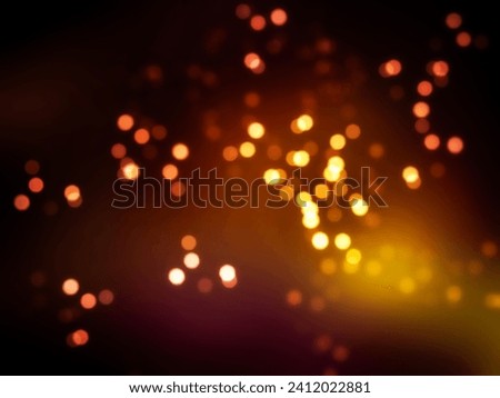 Picture of a warm romantic and shiny gold yellow orange glowing golden lights circle circles bokeh defocused texture abstract night black dark blur blurred blurry a background also can be a wallpaper.