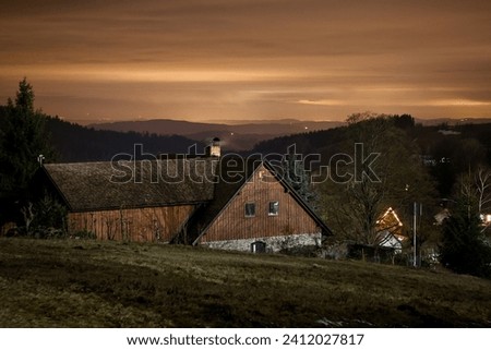 Night picture of cottage in bohemian countryside