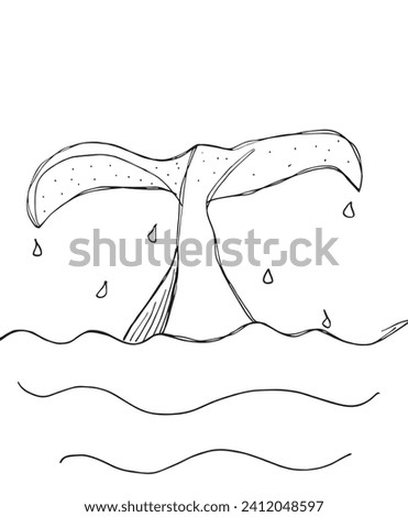 Outline illustration vector image of a whale tail.
Hand drawn artwork of a big fish tail.
Simple cute original logo.
Hand drawn vector illustration for posters